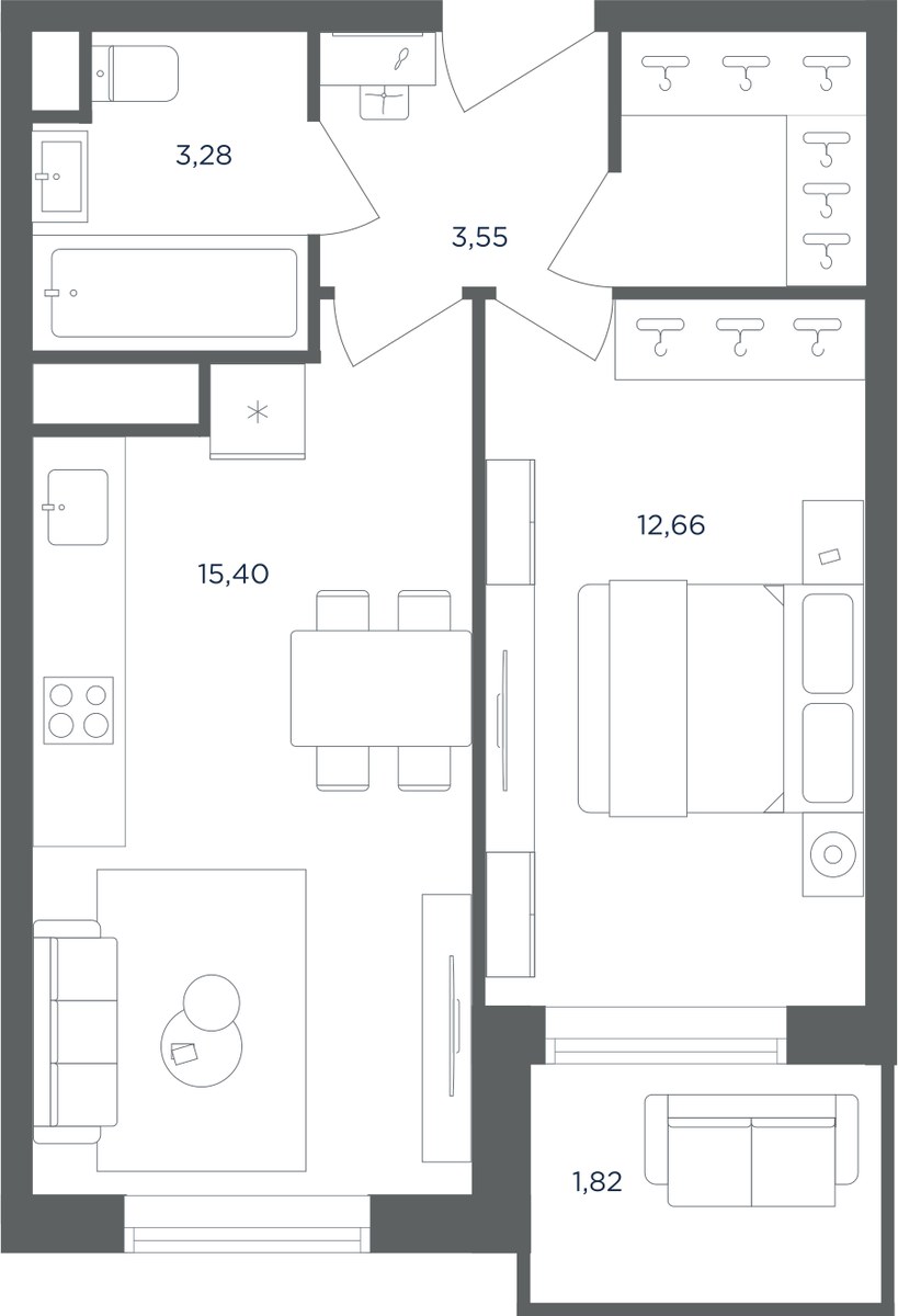 Планировка 39.4 м²