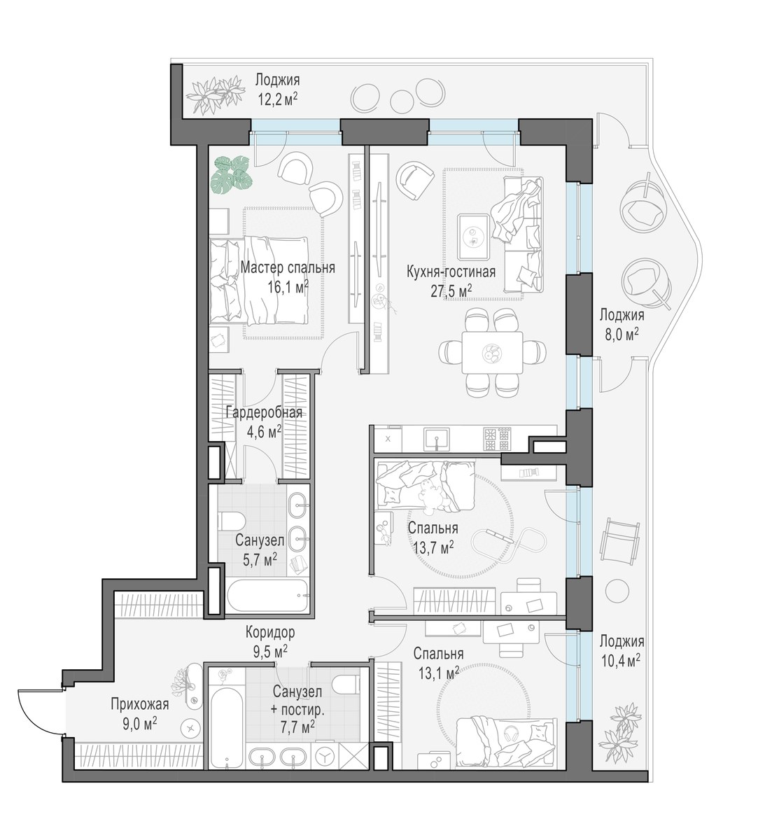Планировка 122.4 м²
