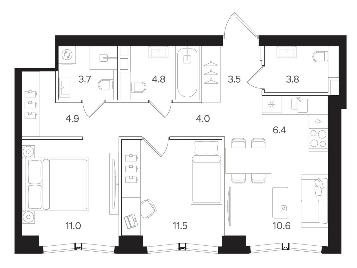 Планировка 64.2 м²