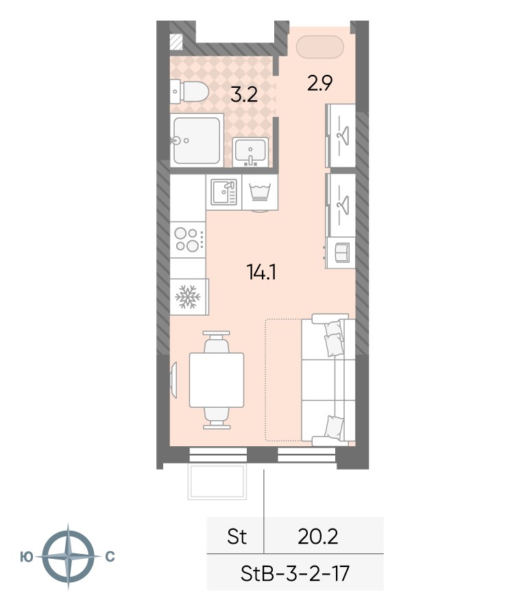 Планировка 20.2 м²