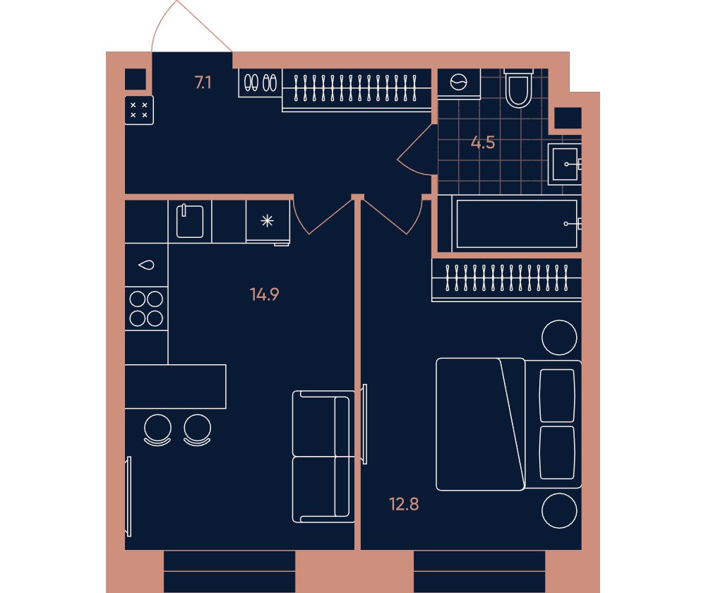 Планировка 39.3 м²