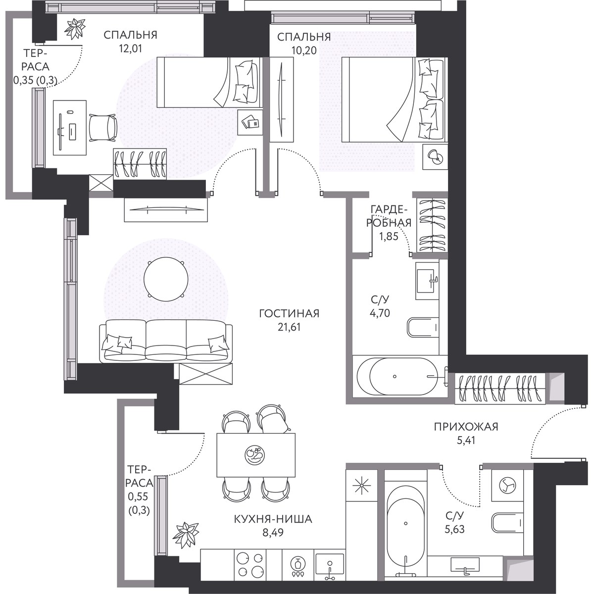 Планировка 71.6 м²
