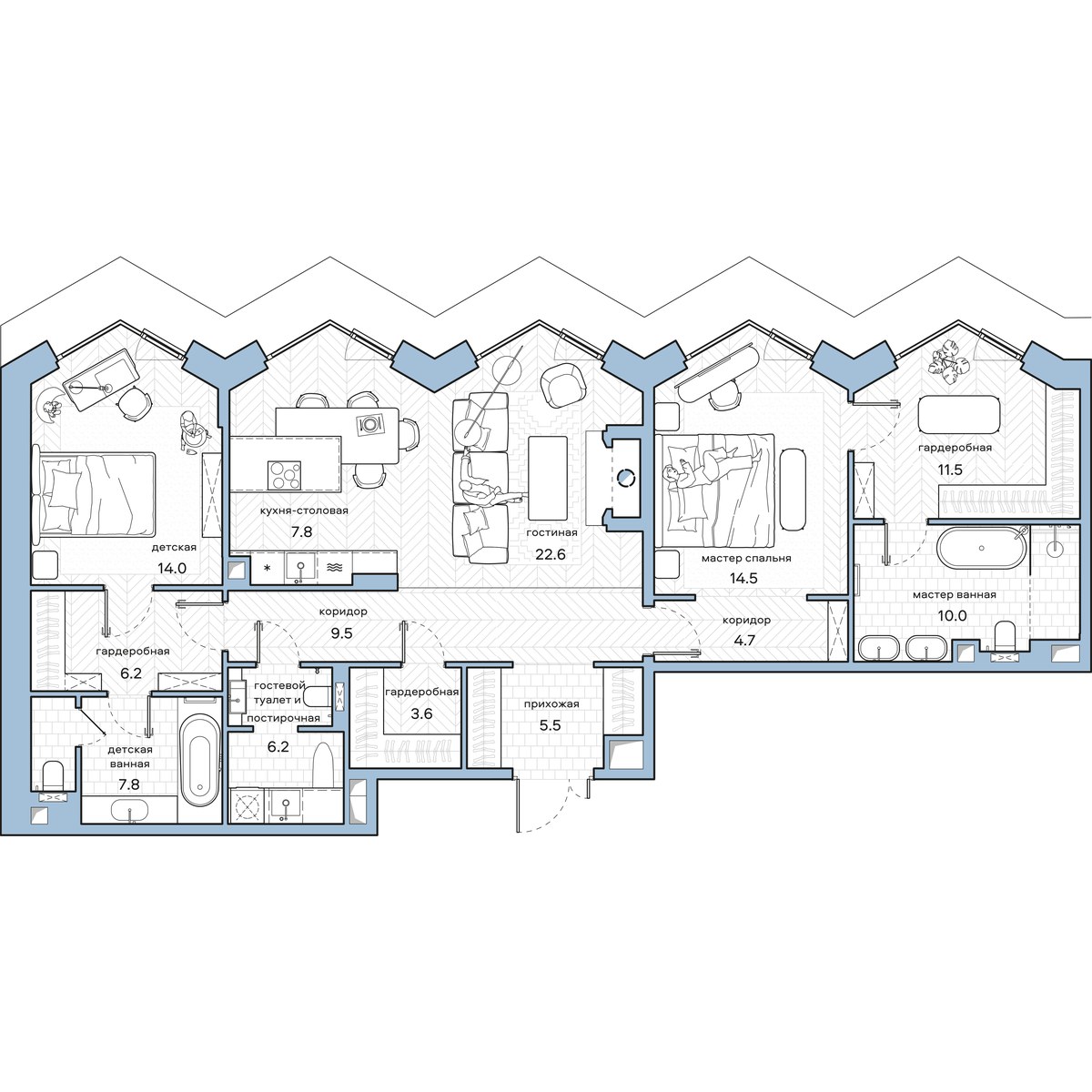 Планировка 123.9 м²