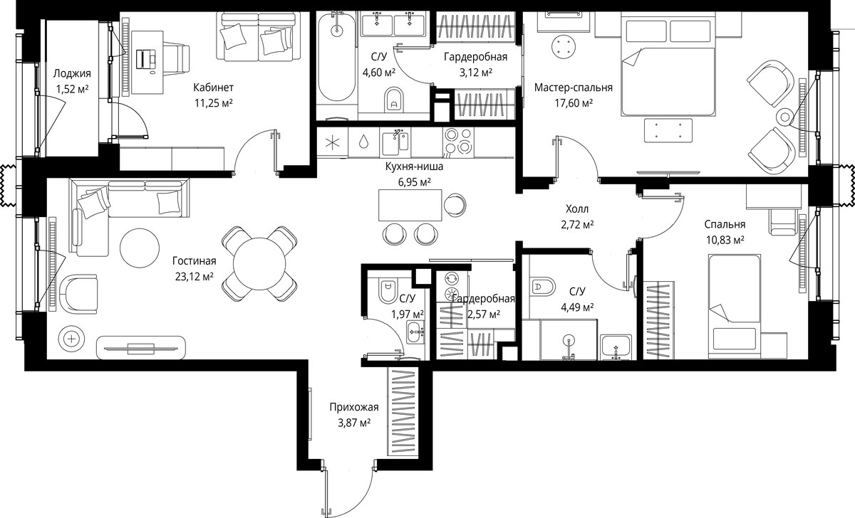 Планировка 94.61 м²