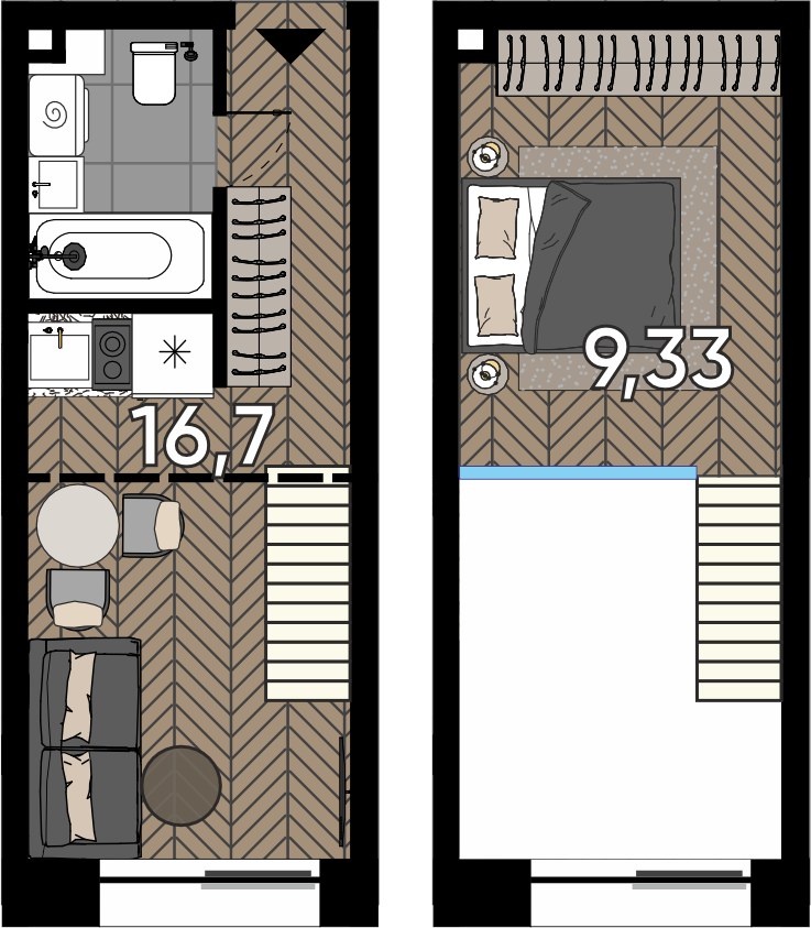 Планировка 23.4 м²