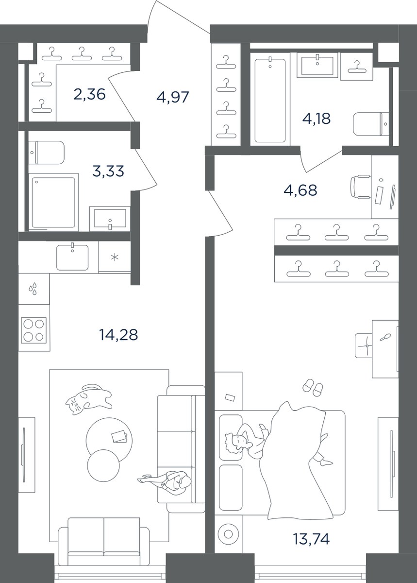 Планировка 47.54 м²