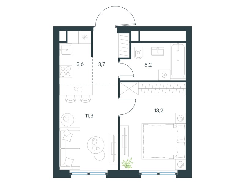Планировка 37.0 м²