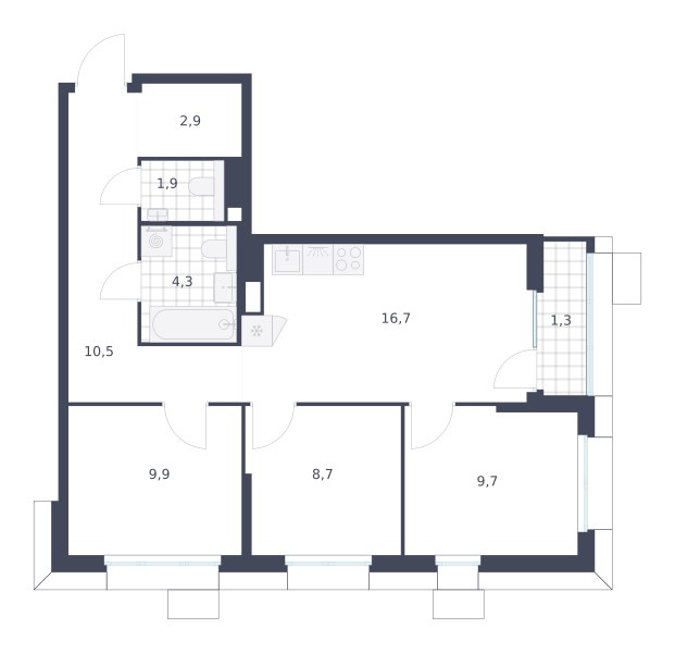 Планировка 65.9 м²