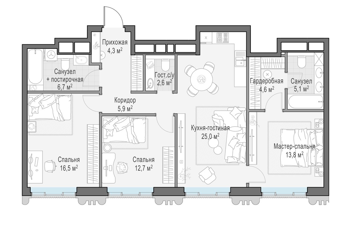 Планировка 97.0 м²