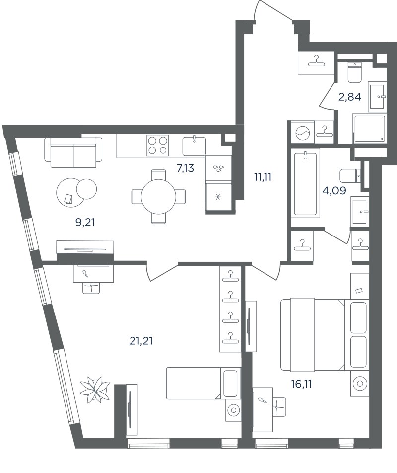 Планировка 71.7 м²