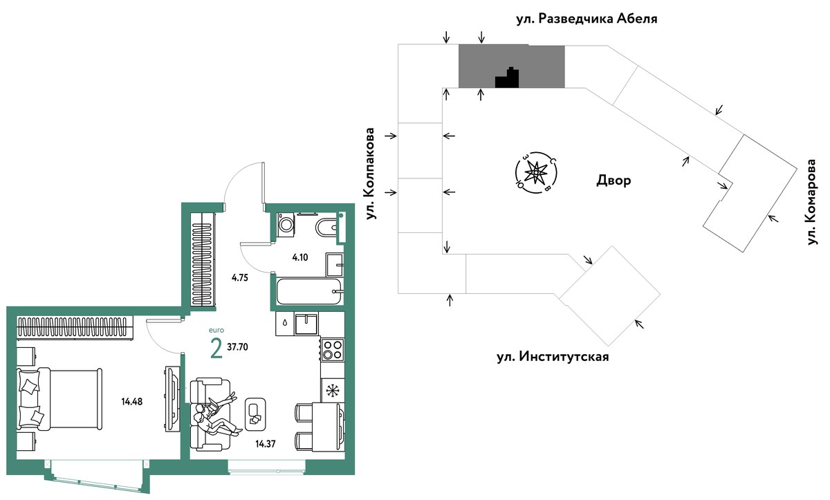 Планировка 37.7 м²