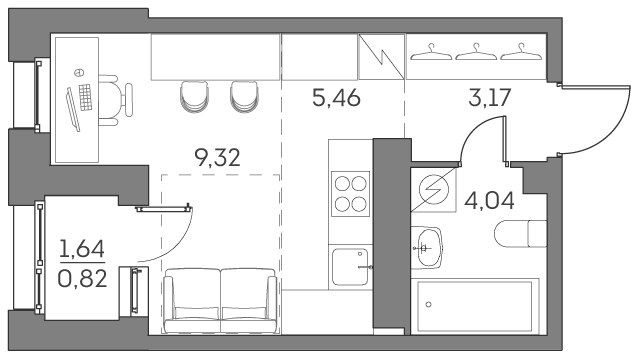 Планировка 22.81 м²