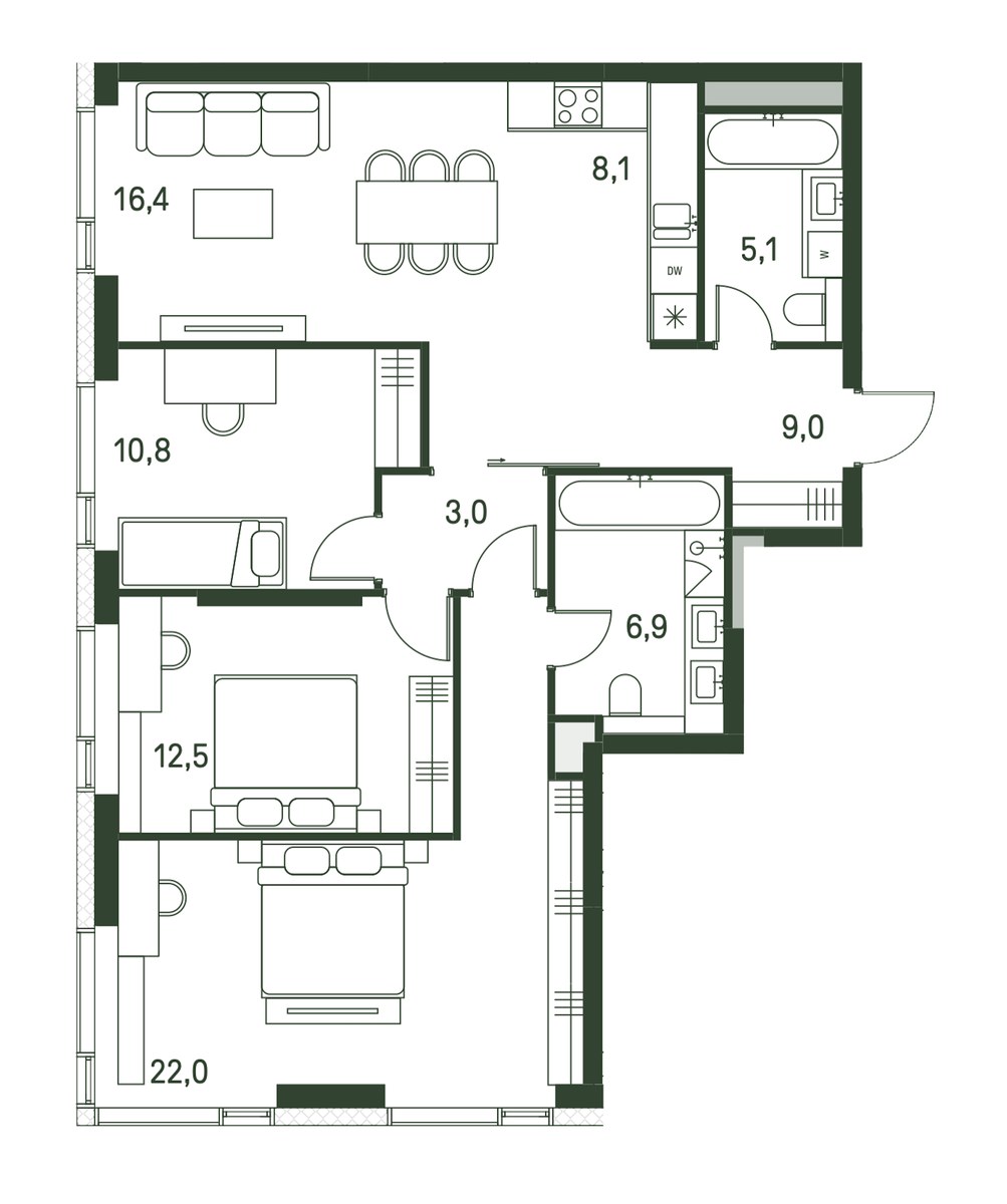 Планировка 93.8 м²