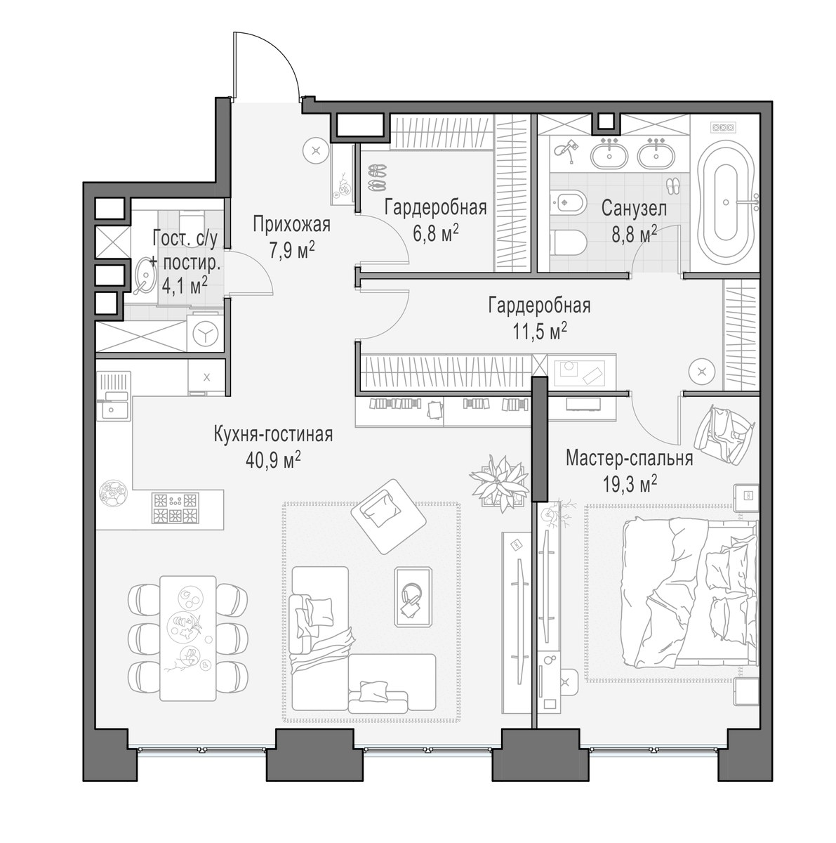 Планировка 99.0 м²