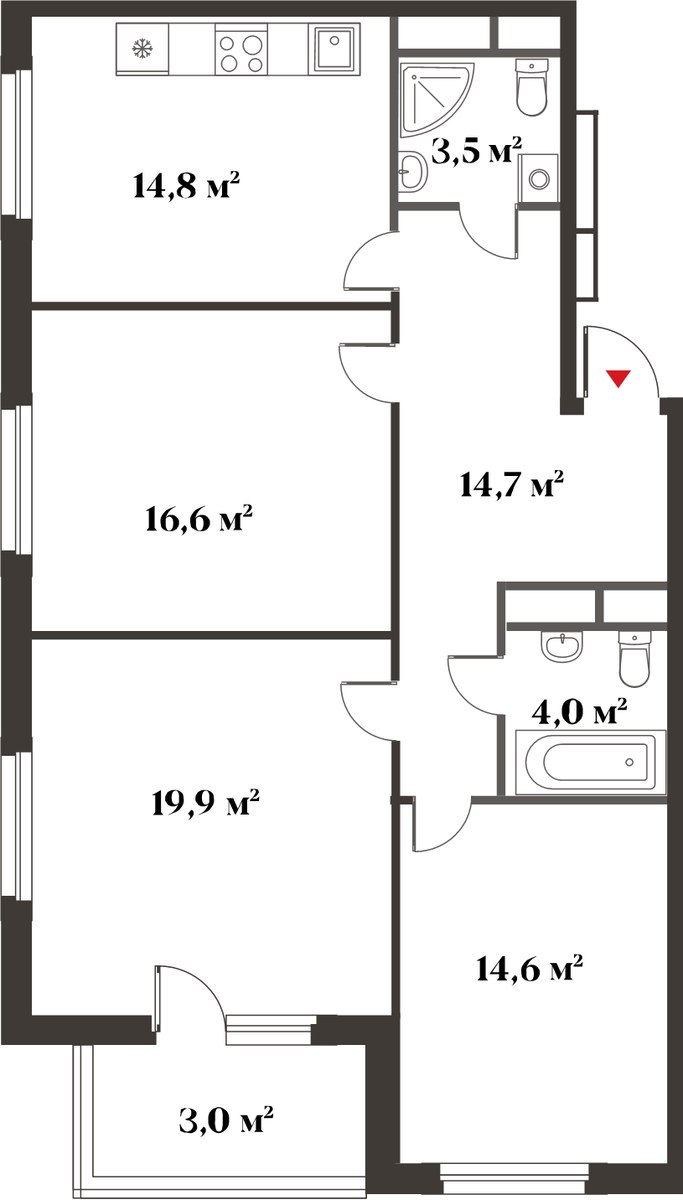 Планировка 88.0 м²