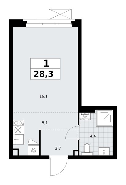 Планировка 28.3 м²