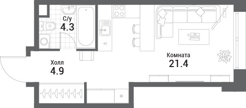 Планировка 30.6 м²