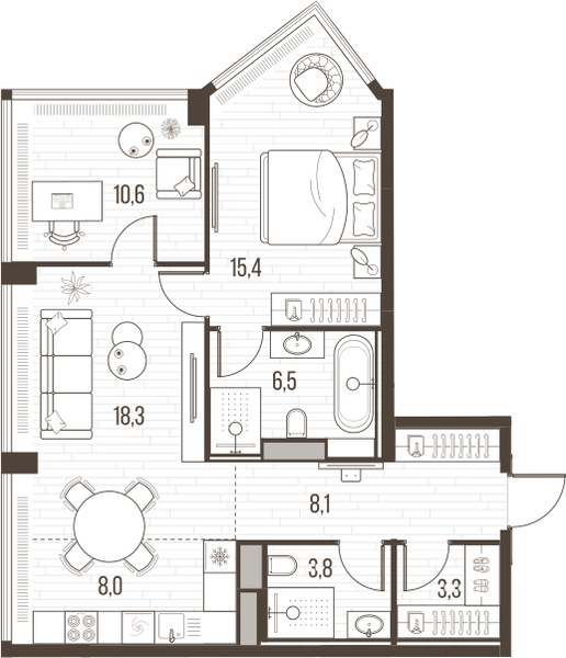 Планировка 74.1 м²