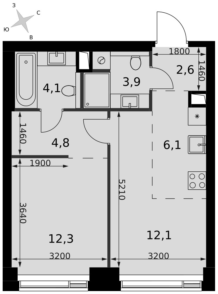 Планировка 45.9 м²