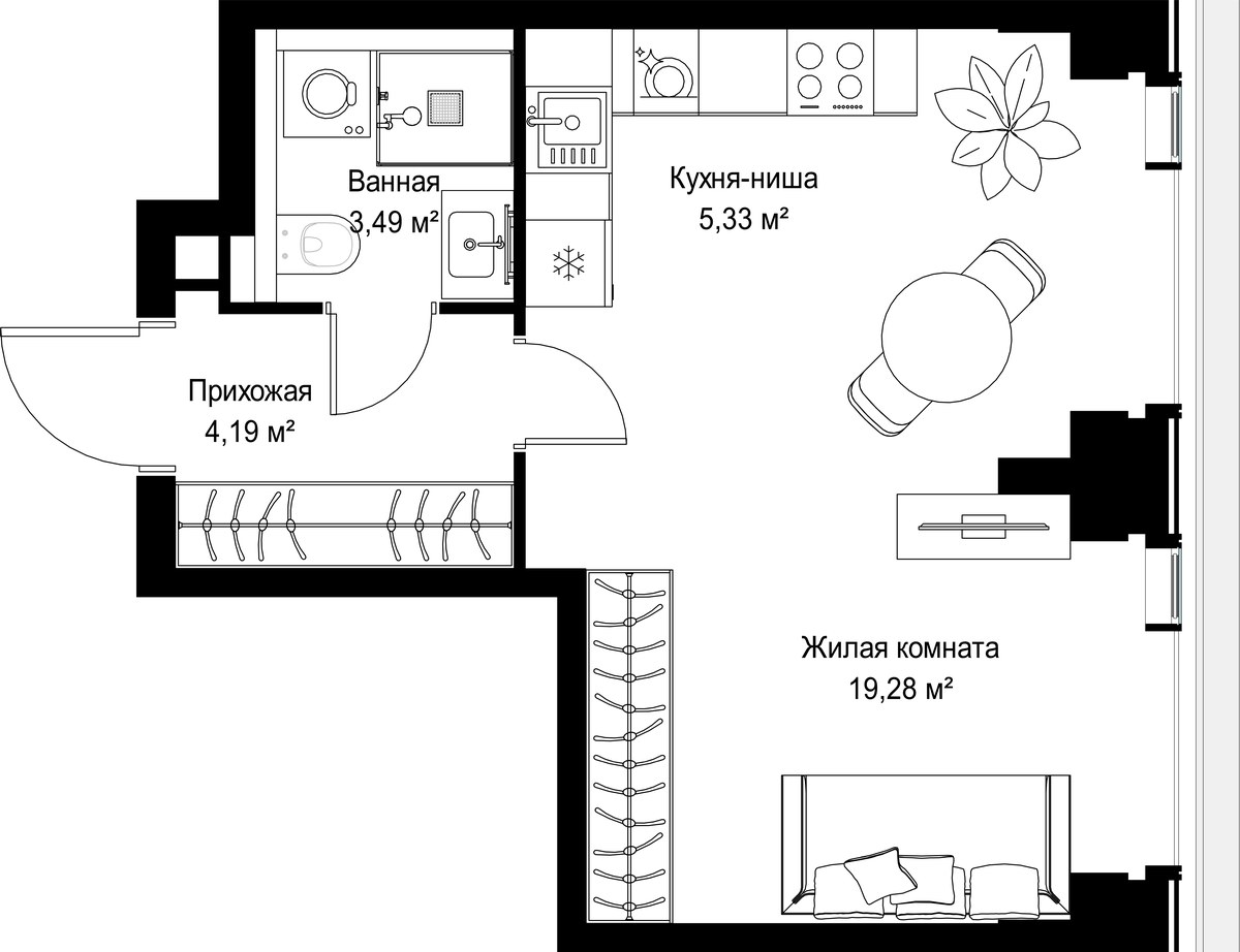 Планировка 32.29 м²