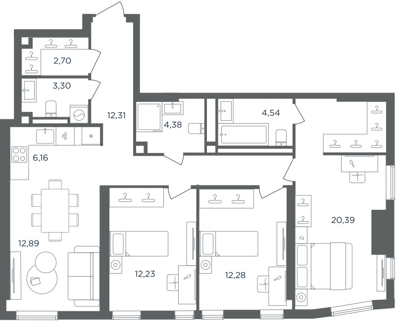 Планировка 91.18 м²