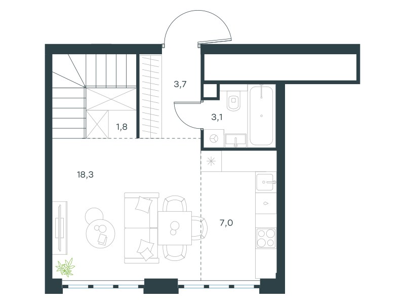 Планировка 63.6 м²