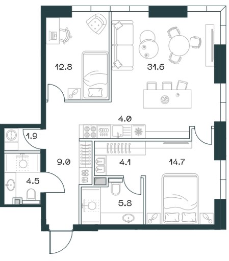 Планировка 88.1 м²