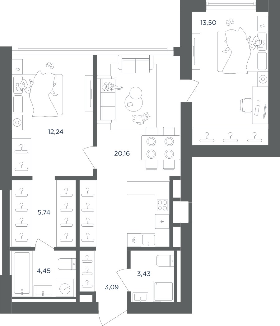Планировка 62.61 м²