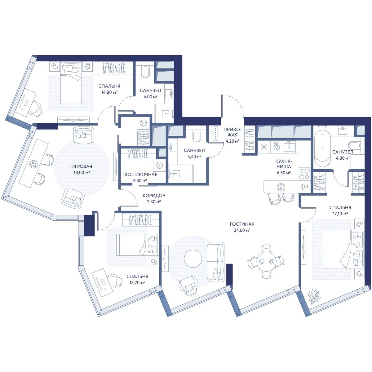 Планировка 129.1 м²