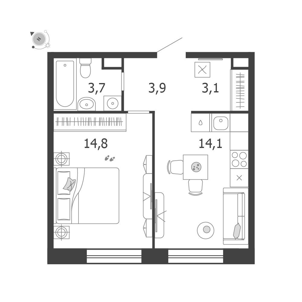 Планировка 39.6 м²