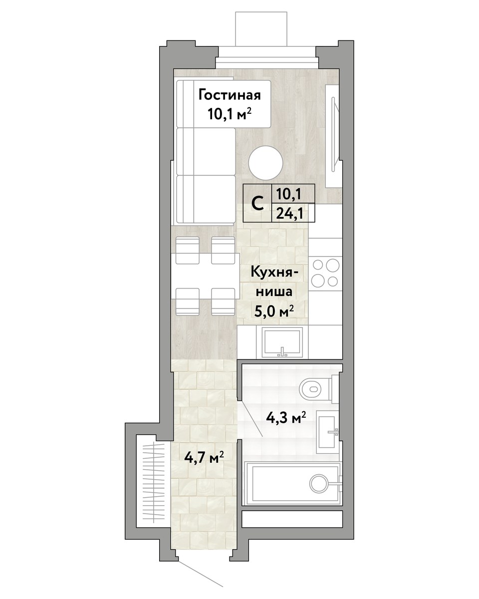 Планировка 24.1 м²