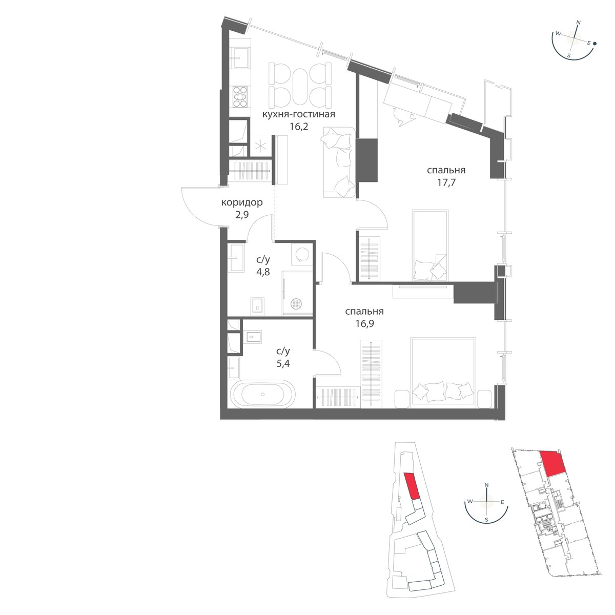 Планировка 63.9 м²