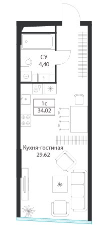 Планировка 34.02 м²