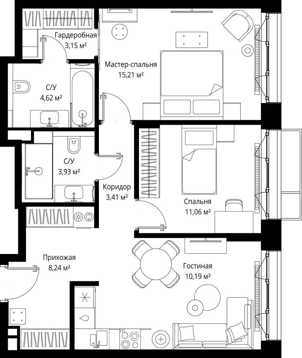 Планировка 66.02 м²