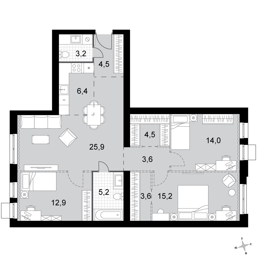 Планировка 99.0 м²