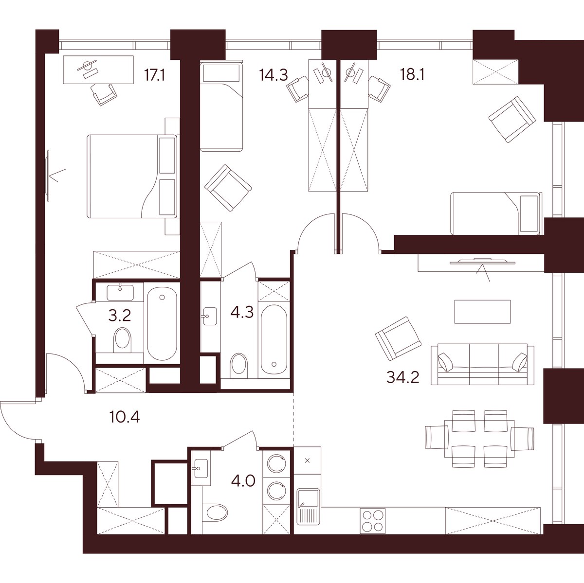 Планировка 105.6 м²