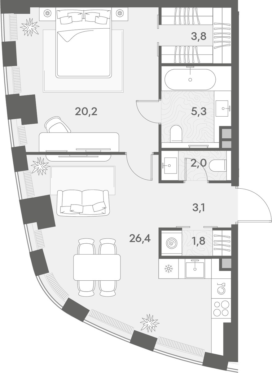 Планировка 62.6 м²