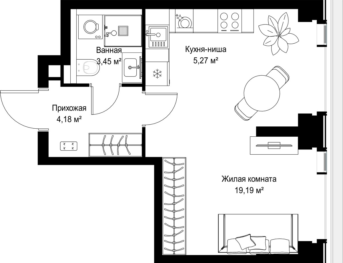 Планировка 32.09 м²