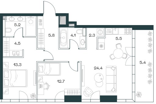 Планировка 83.2 м²