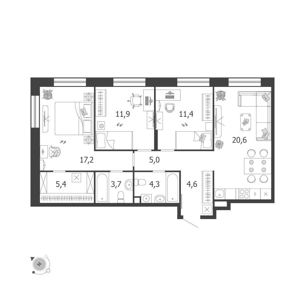 Планировка 84.6 м²
