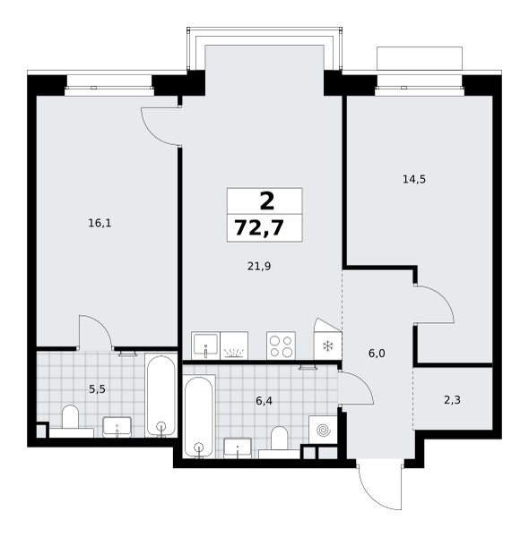 Планировка 72.7 м²