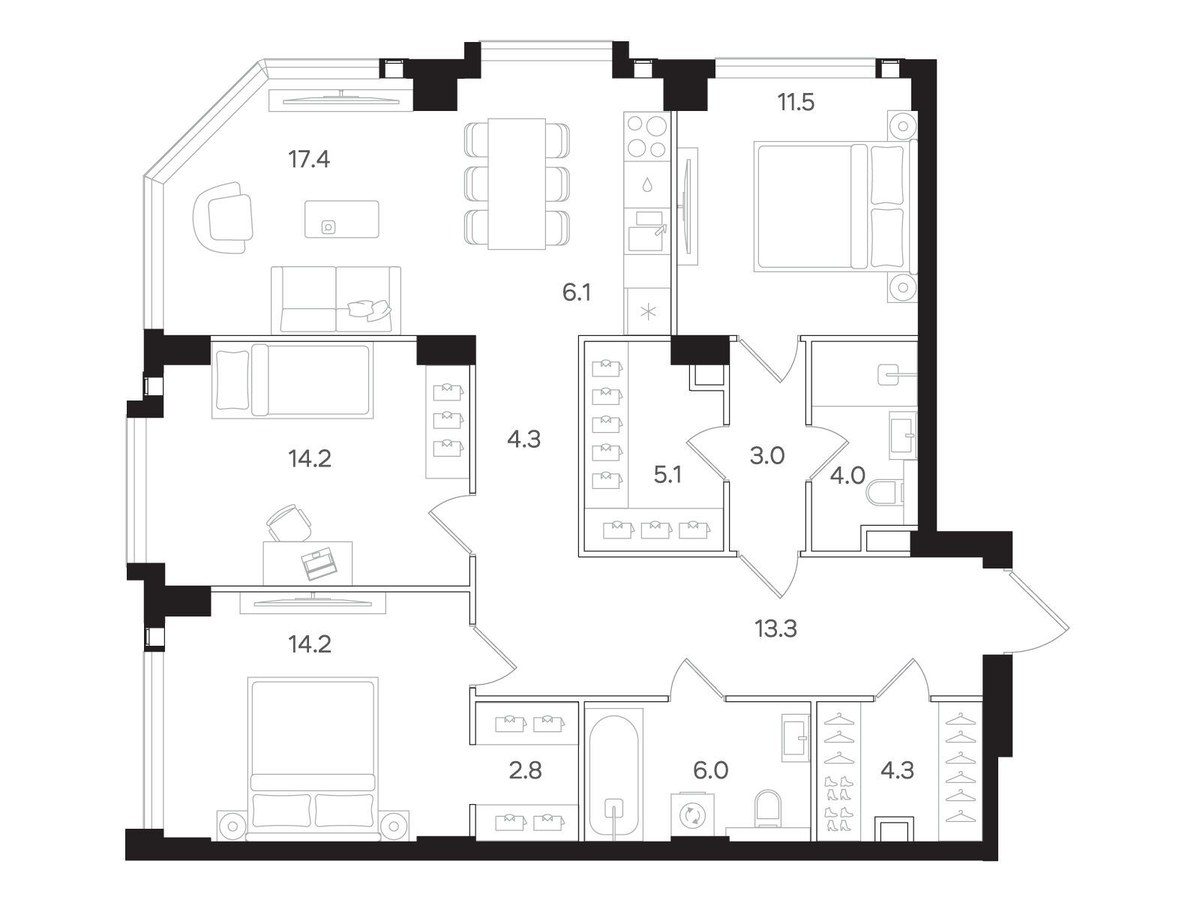 Планировка 106.2 м²