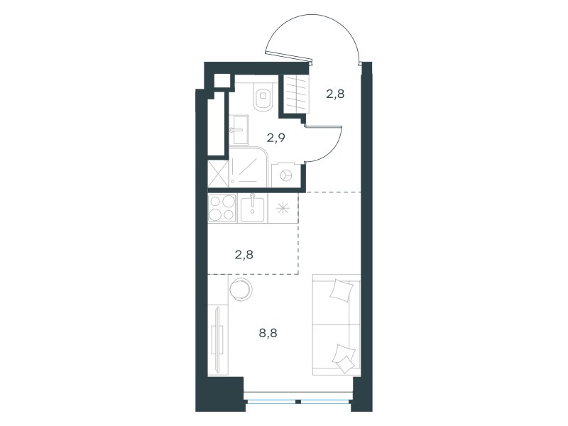 Планировка 17.3 м²