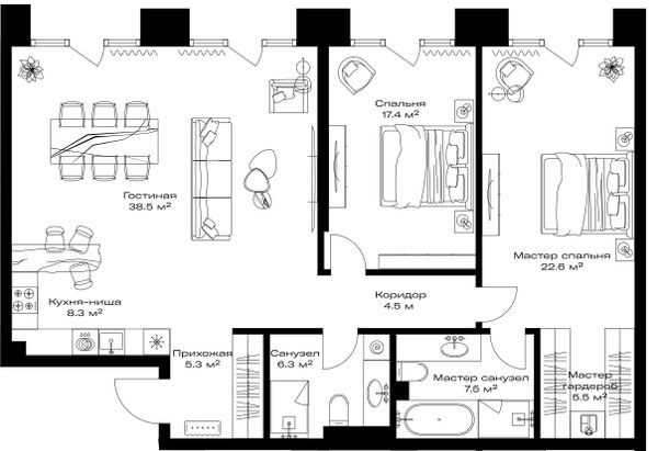 Планировка 115.9 м²
