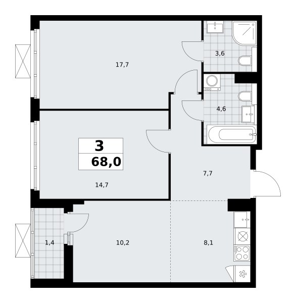 Планировка 67.8 м²