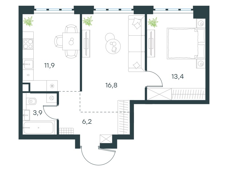 Планировка 52.2 м²