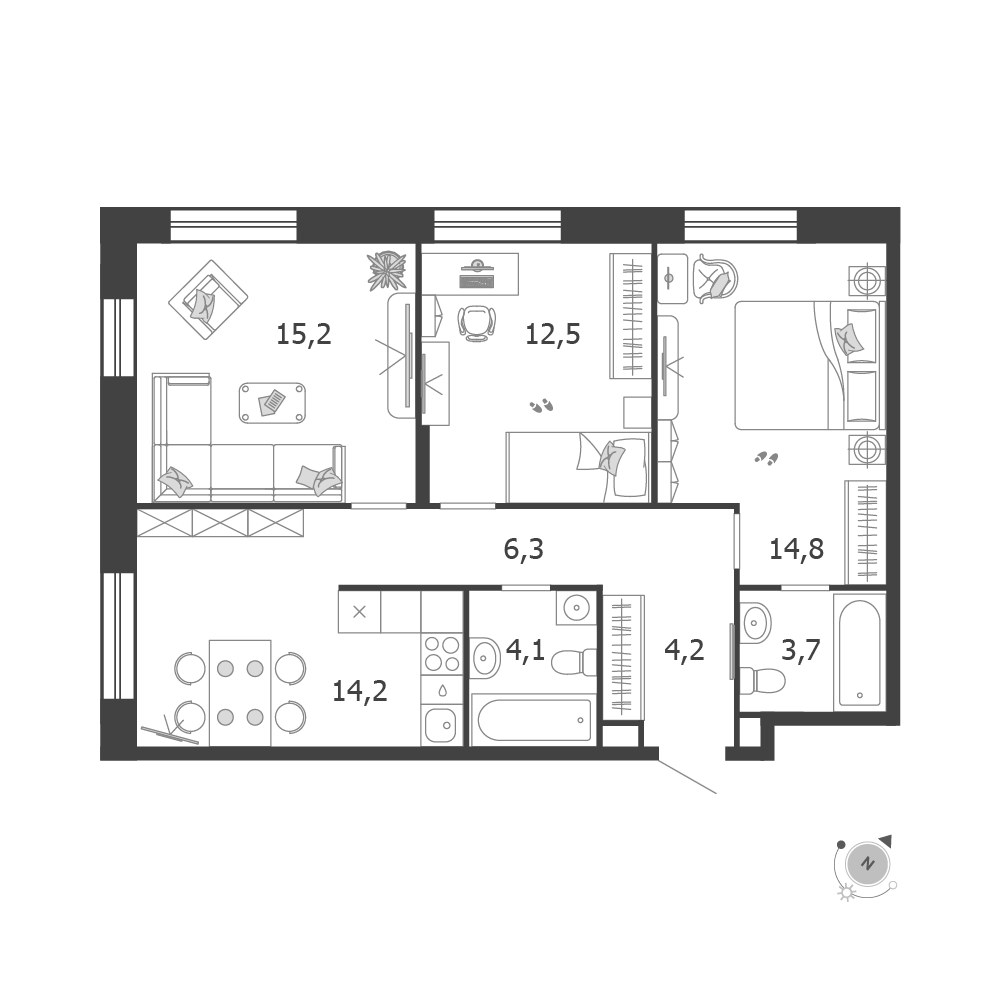 Планировка 75.0 м²