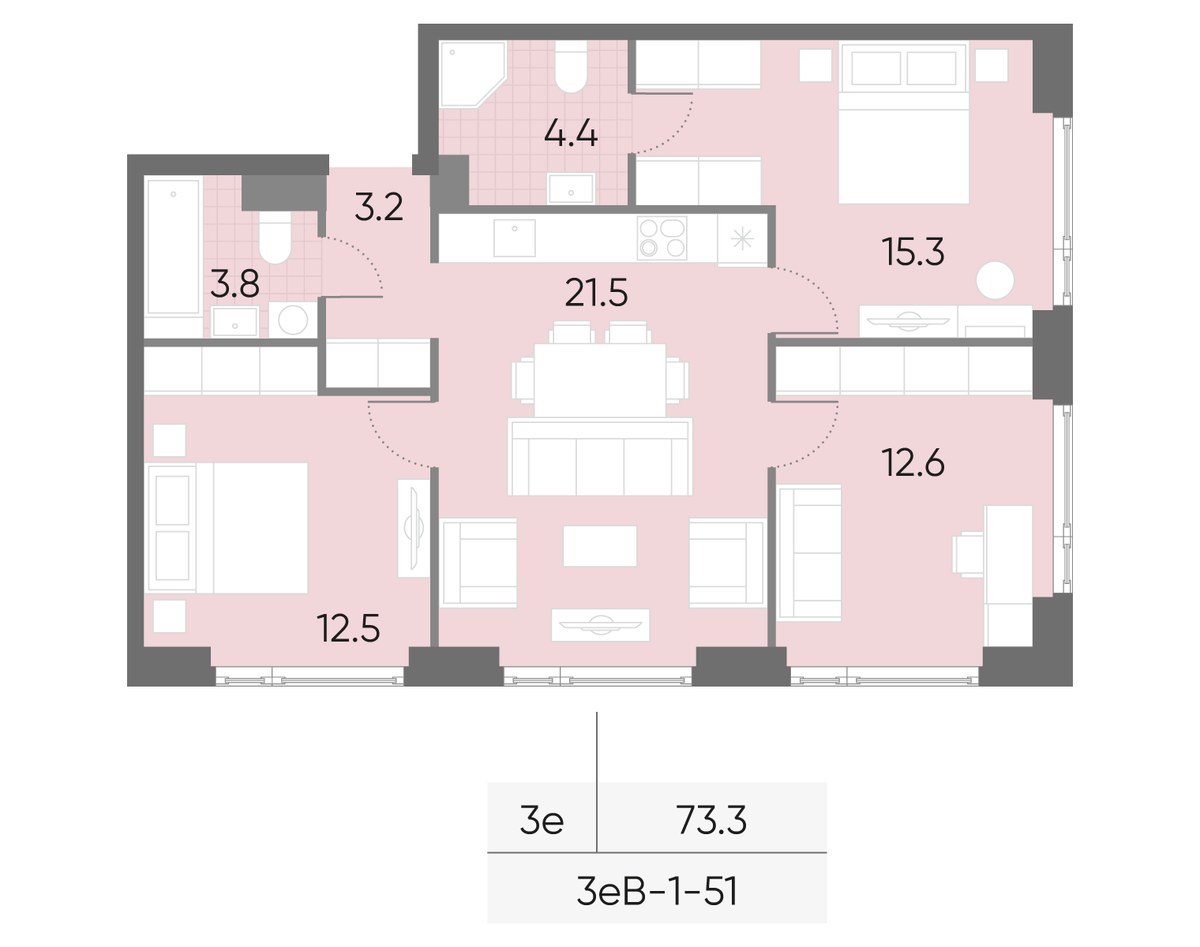 Планировка 73.3 м²
