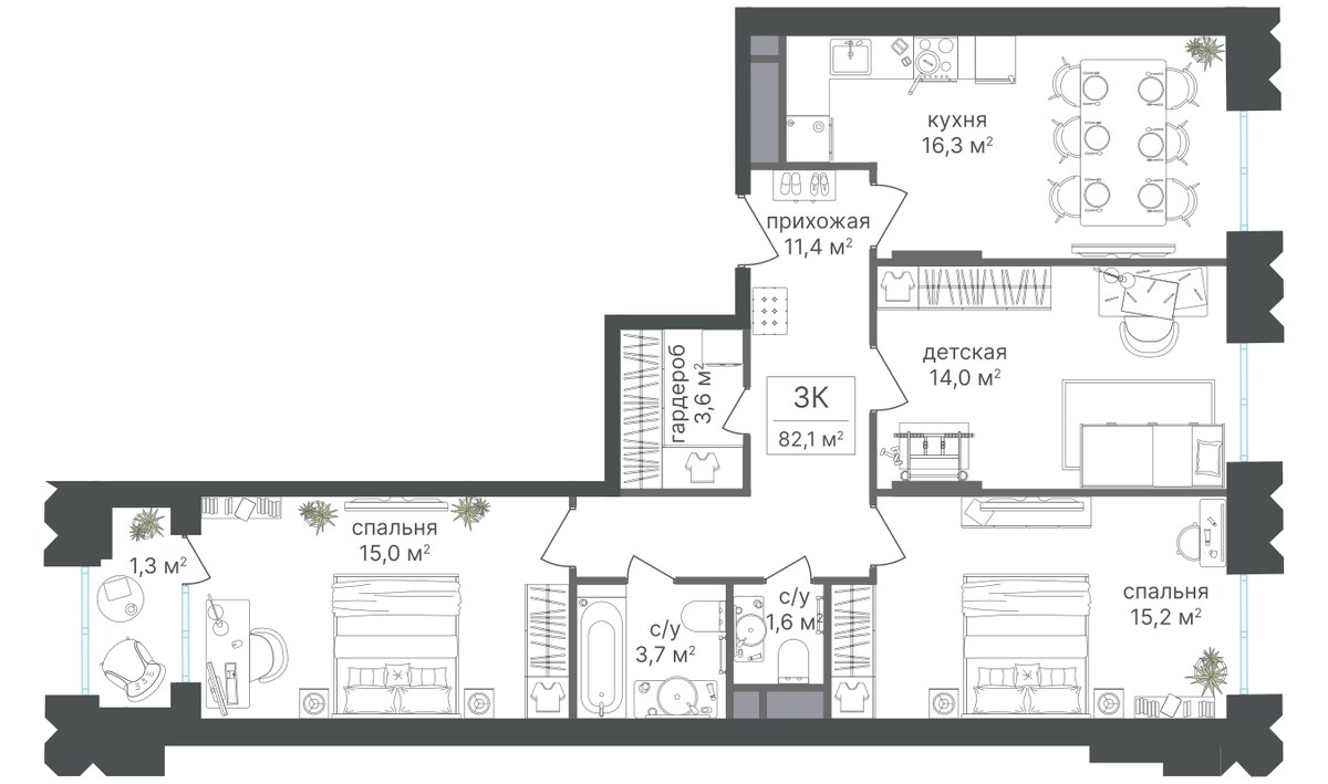 Планировка 81.9 м²