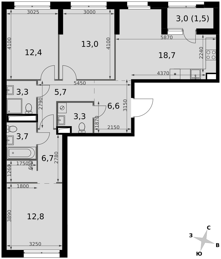 Планировка 87.7 м²